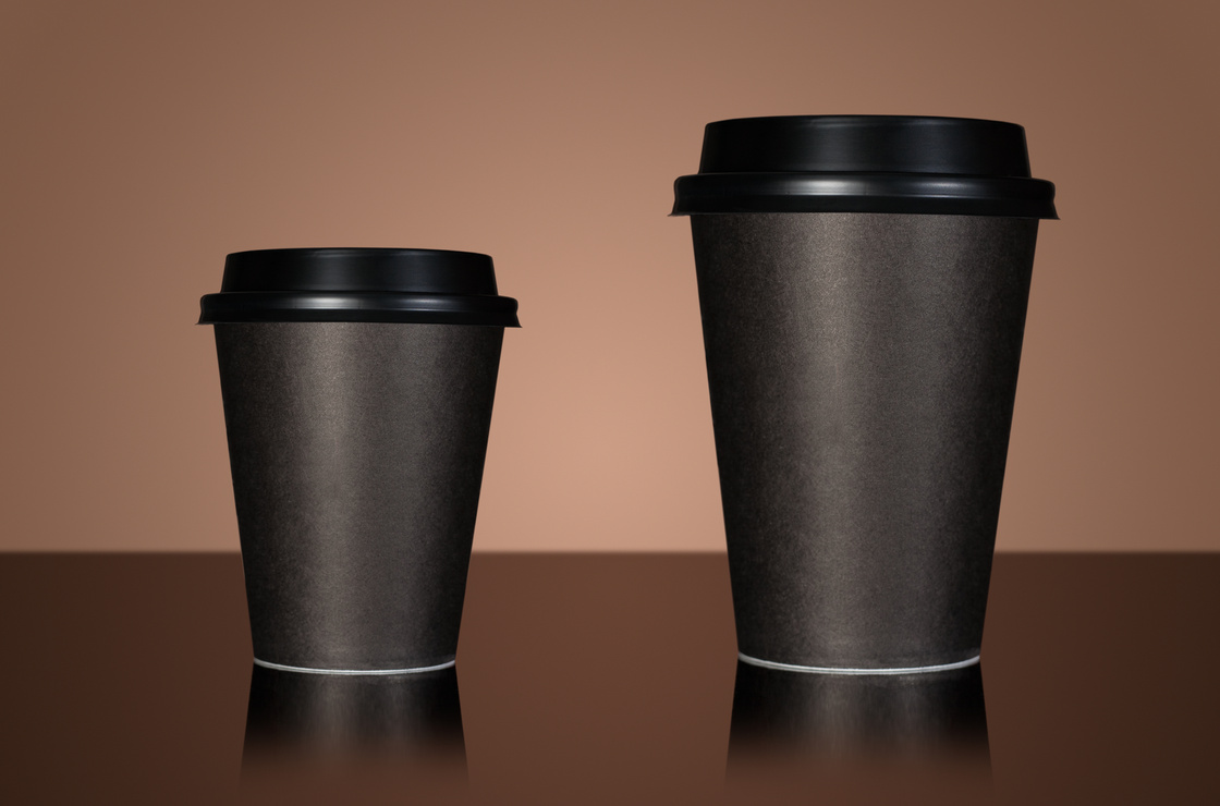 Small and large takeaway coffee